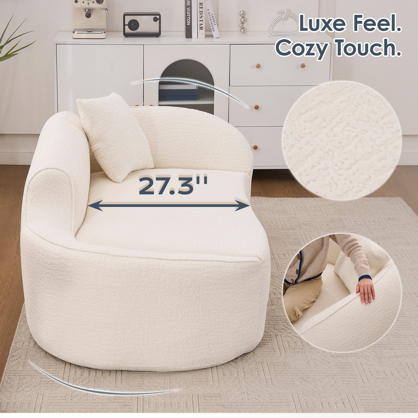 Curved Modern Chenille Chaise Lounge Chair