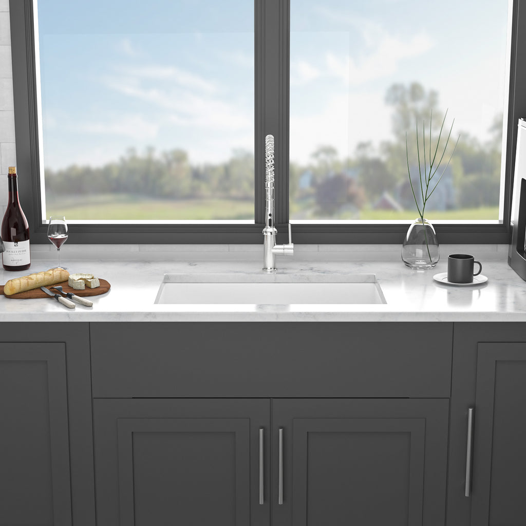 32"x19"x10" Undermount Single Bowl Porcelain Fireclay Kitchen Sink
