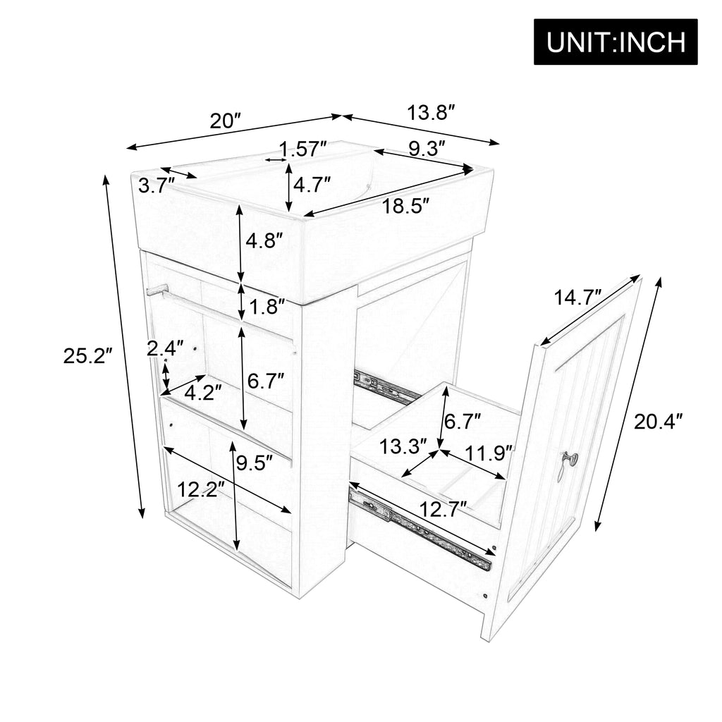 20-Inch Bathroom Vanity with Ceramic Sink