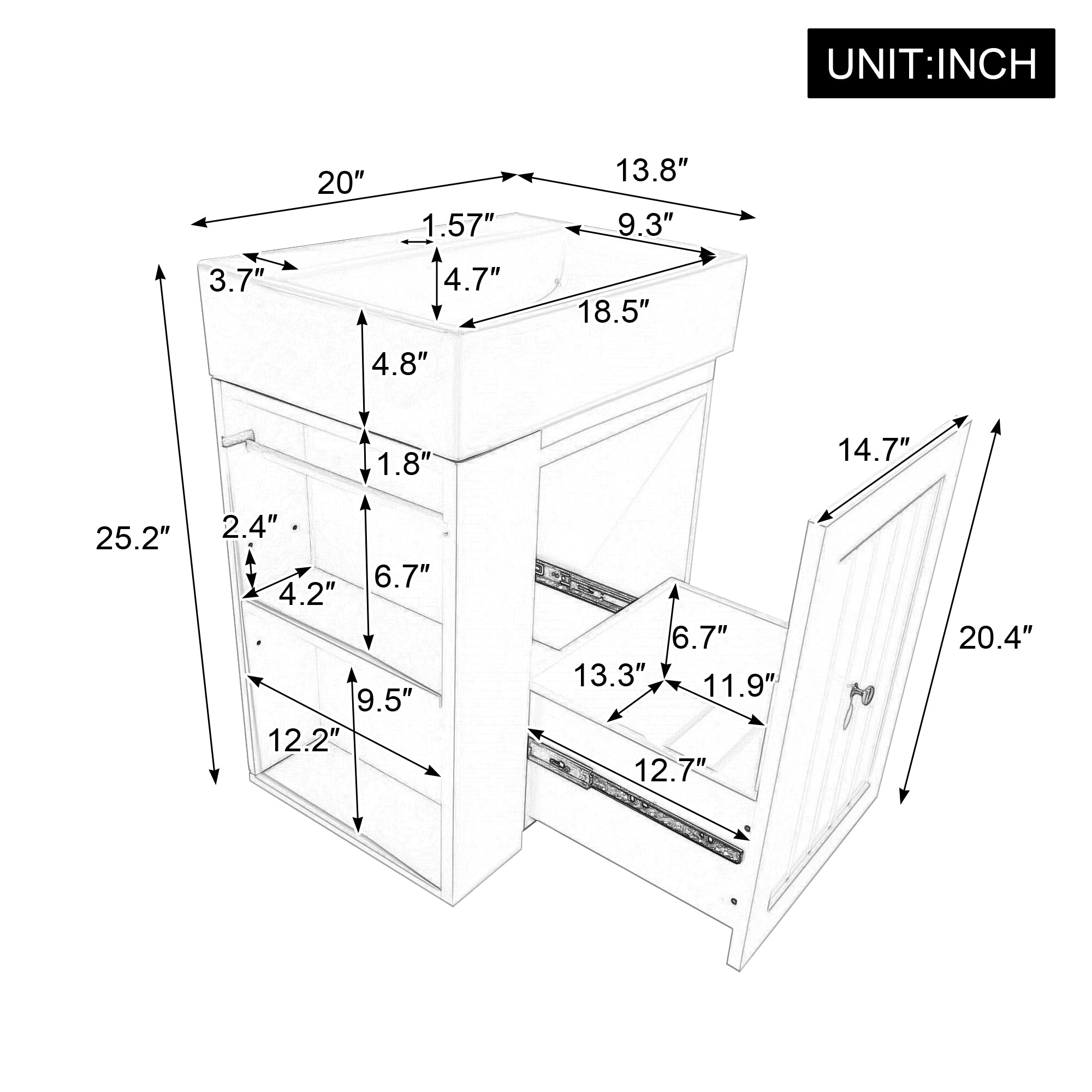 20-Inch Bathroom Vanity with Ceramic Sink