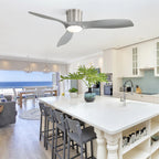 52 Inch Flush Mount Ceiling Fan with Dimmable LED Light