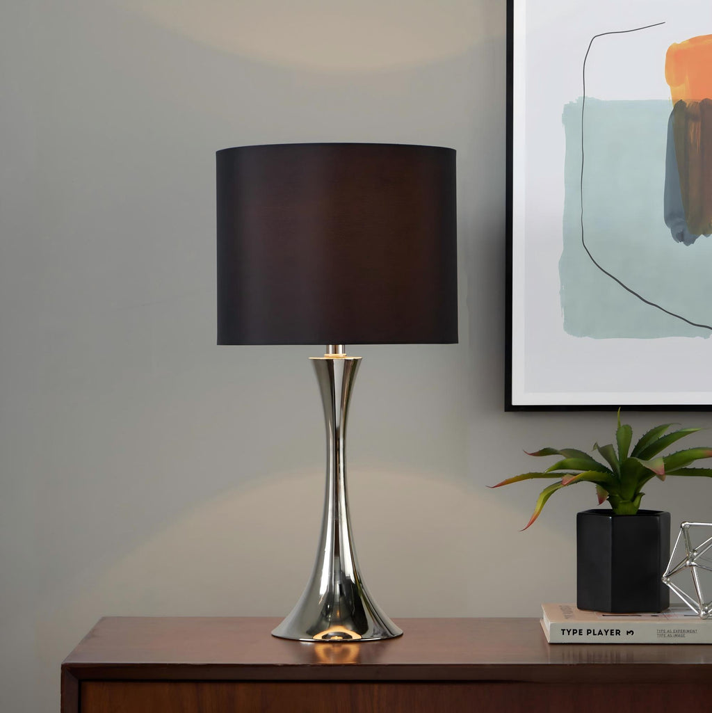 24" Contemporary Metal Table Lamp in Polished Nickel