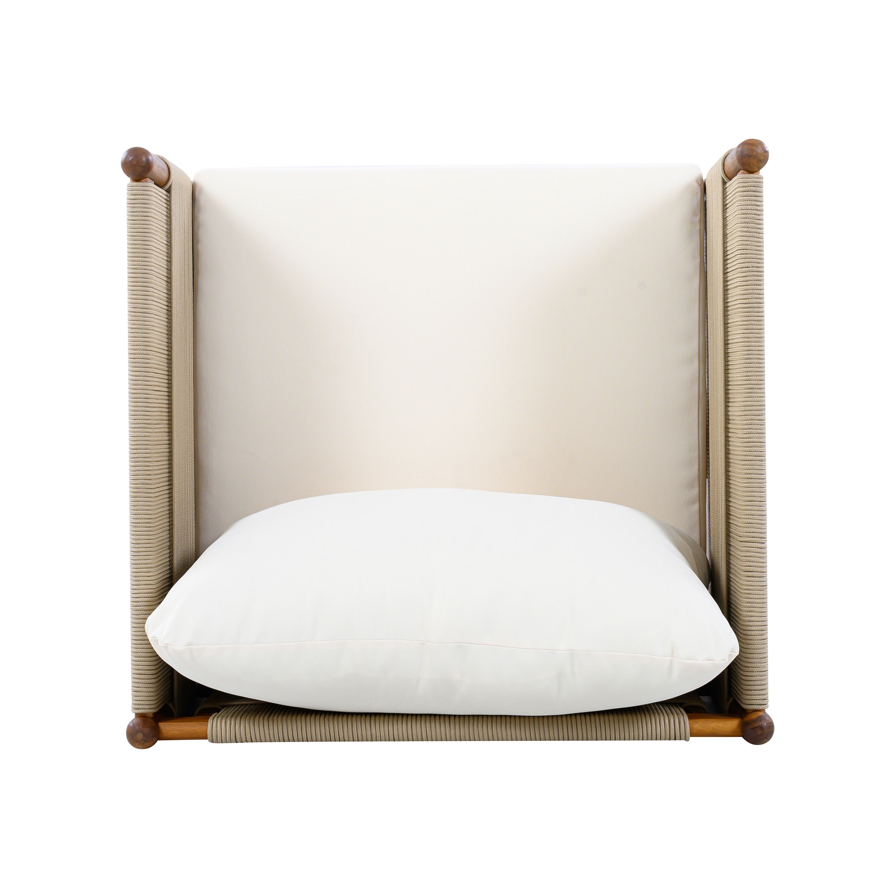 Outdoor Acacia Wood Club Chair with Diamond Rope Weave & Cushions