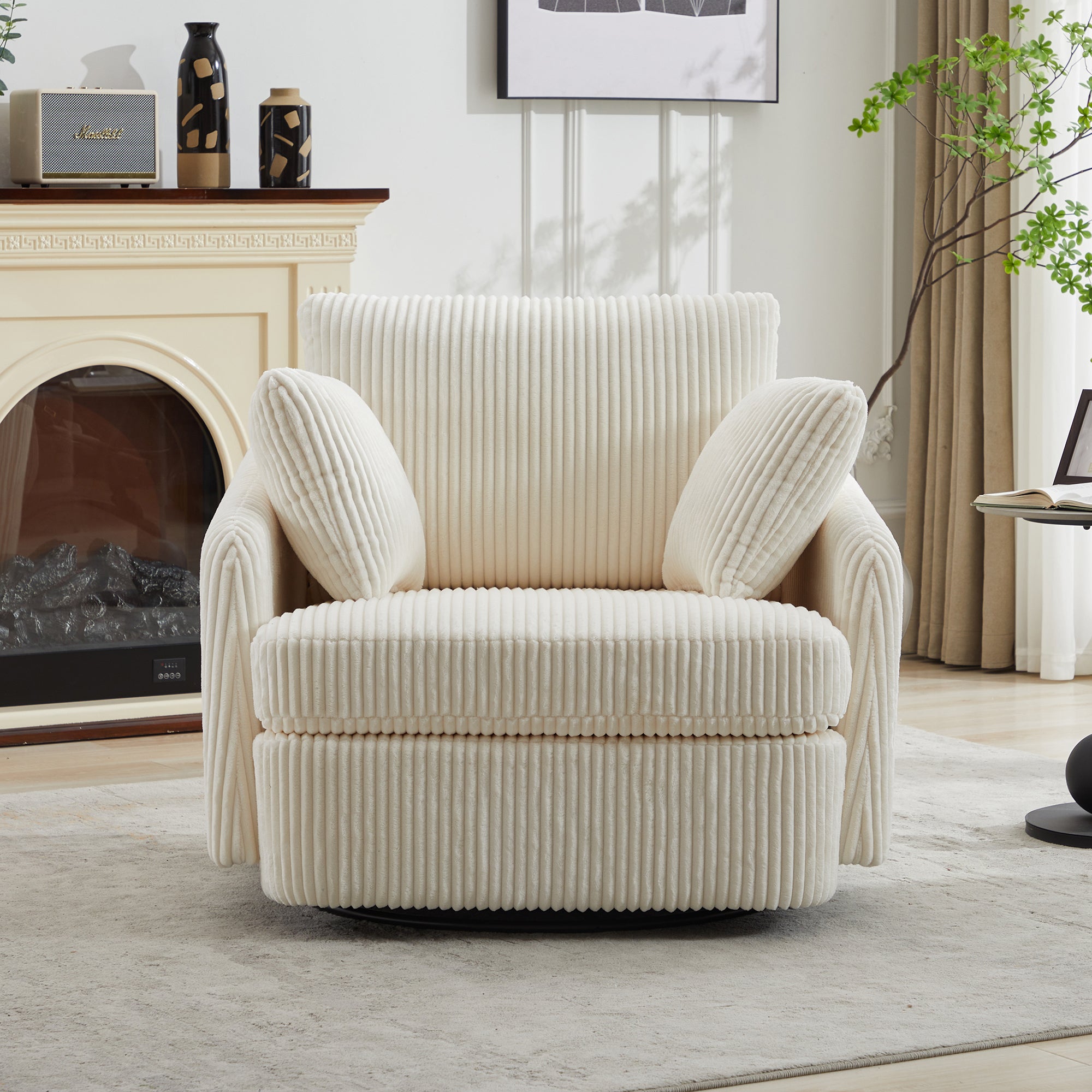 40.55''W Swivel Accent Chair with Pillows