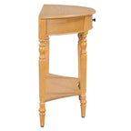TREXM Farmhouse Half Moon Console Table with Drawer & Shelf - Rustic Accent Table