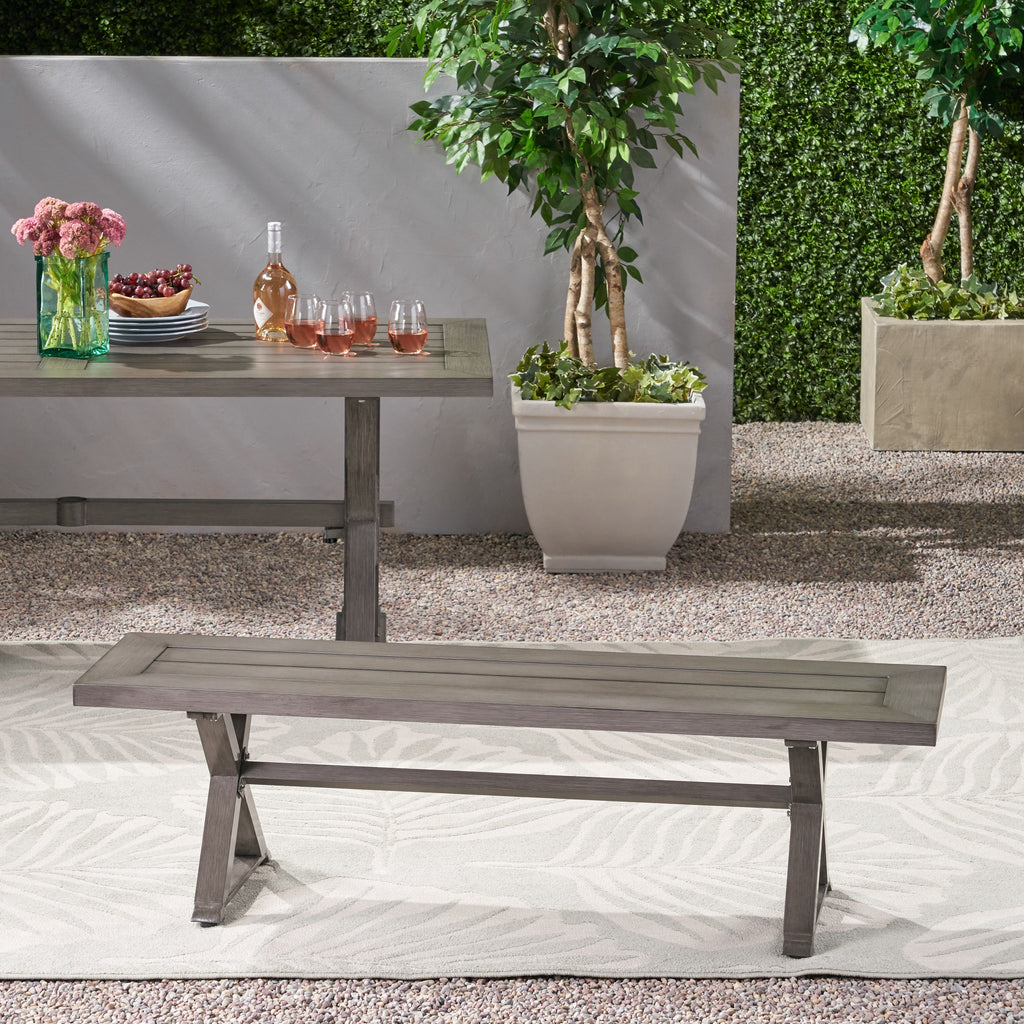 Modern Outdoor Aluminum Dining Bench