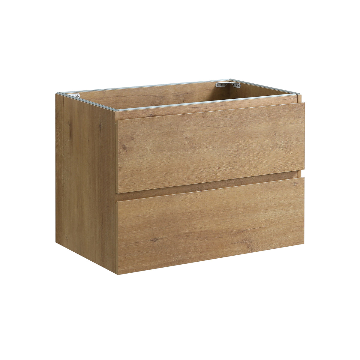 Alice30-106 Wall Mount Cabinet, Natural Wood, Two Drawers, No Basin
