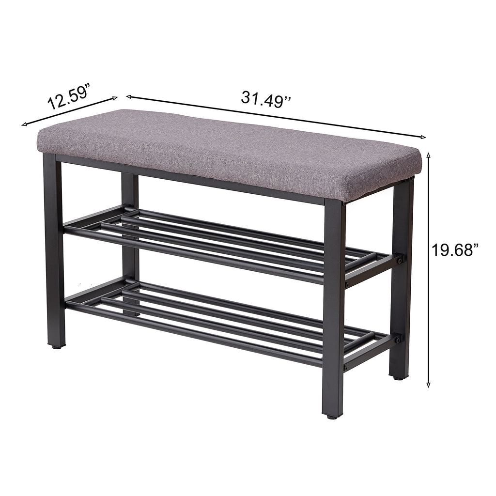 Shoe Bench with Cushion and Storage