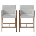 24'' Seat Height Upholstered Counter Stools with Arms for Kitchen Island/Dining Room, Set of 2