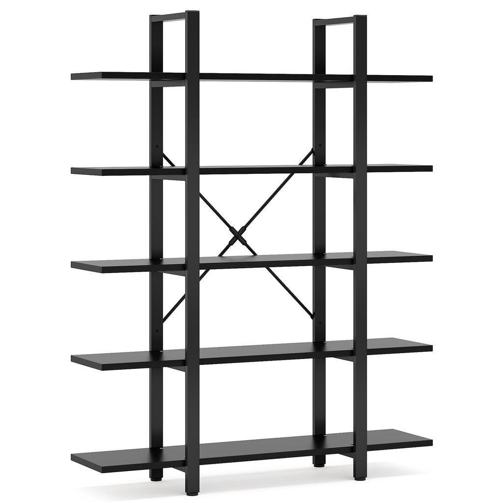 70.07" Height 5-Tier Vintage Industrial Black Bookshelf