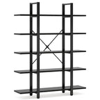 70.07" Height 5-Tier Vintage Industrial Black Bookshelf