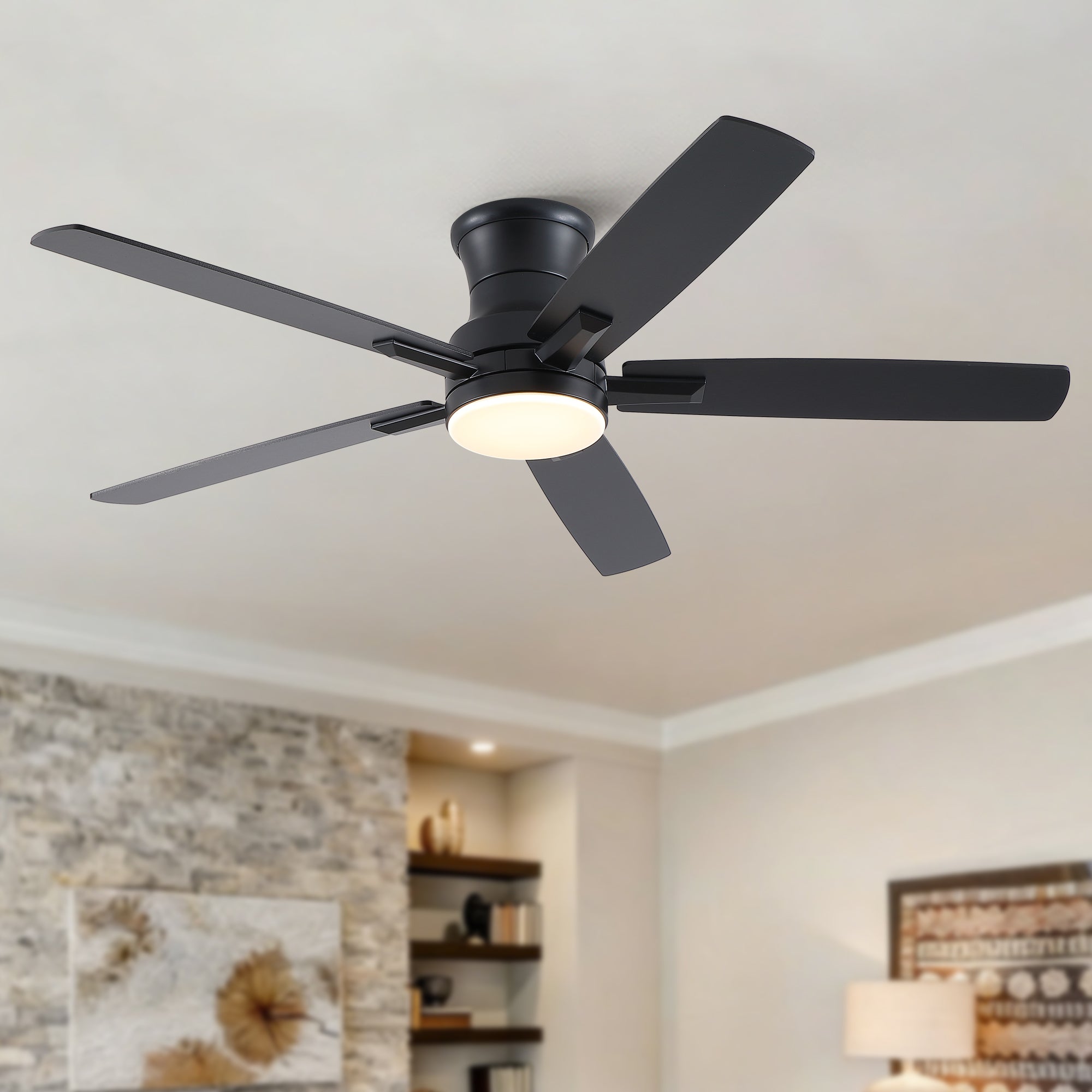 52" Modern Farmhouse Ceiling Fan with Dimmable Light