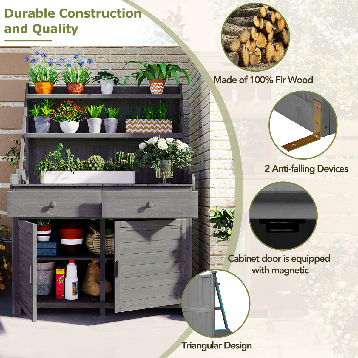 TOPMAX 65-Inch Garden Potting Bench Table