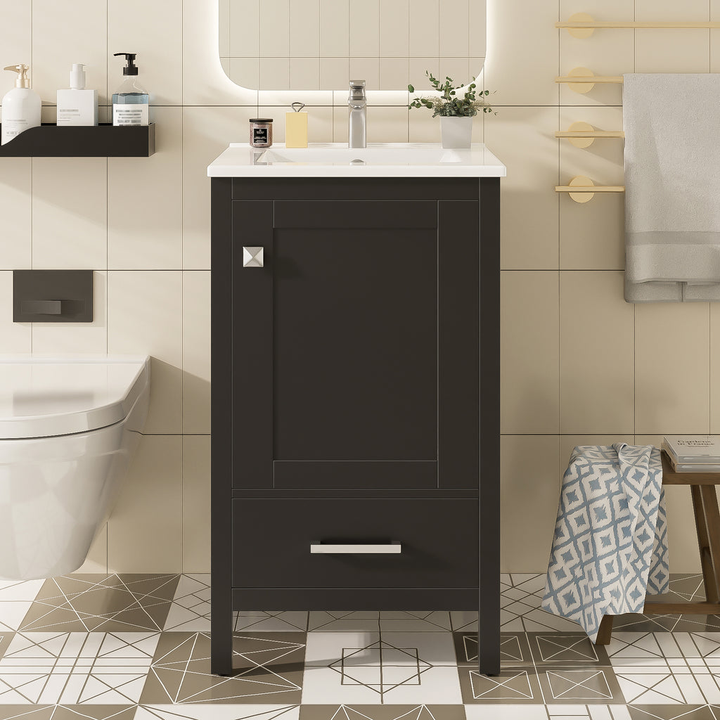20-Inch Modern Bathroom Vanity with Ceramic Sink