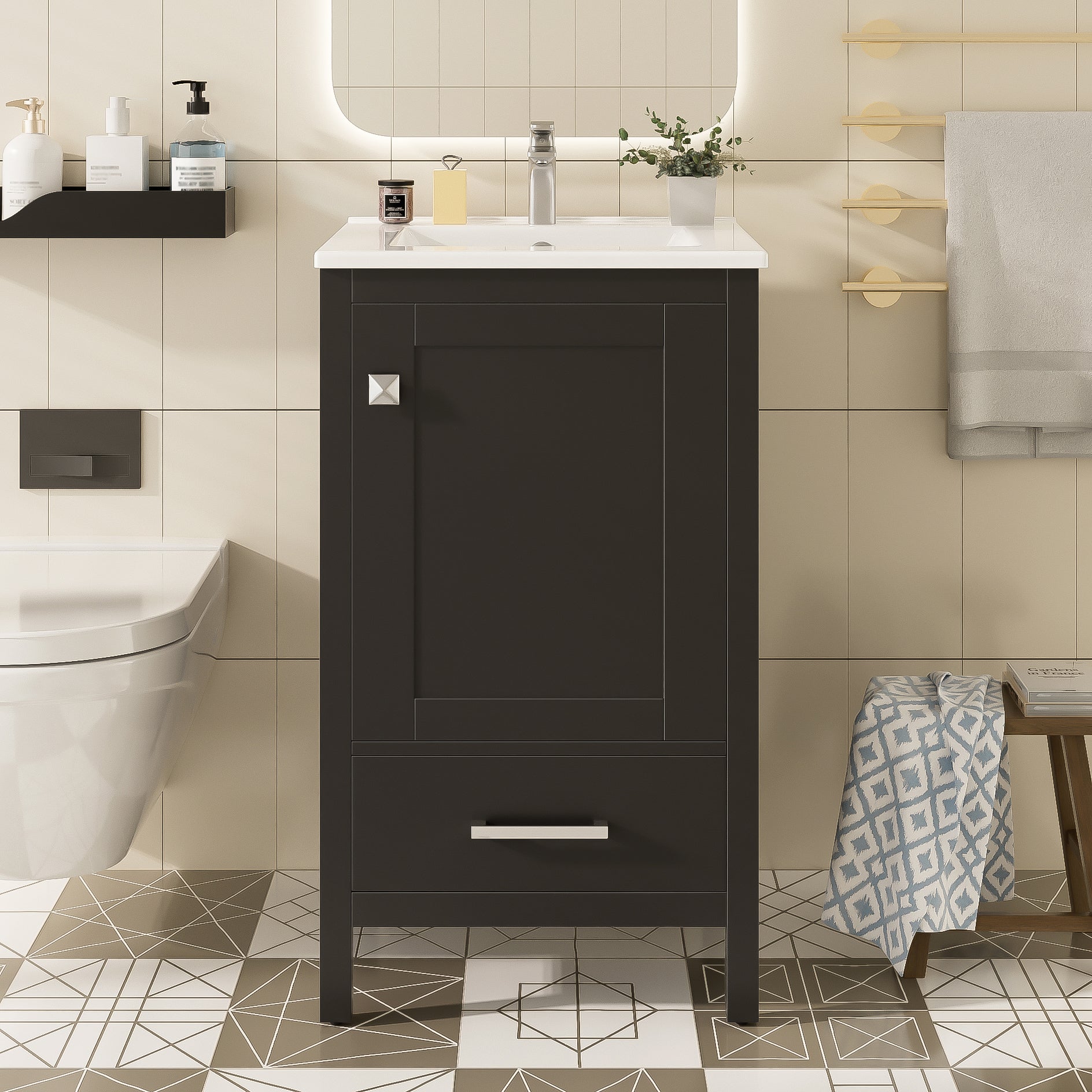 20-Inch Modern Bathroom Vanity with Ceramic Sink