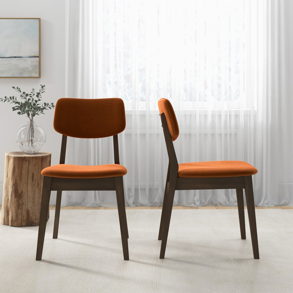 Carlos Mid-Century Modern Burnt Dining Chairs - Set Of 2