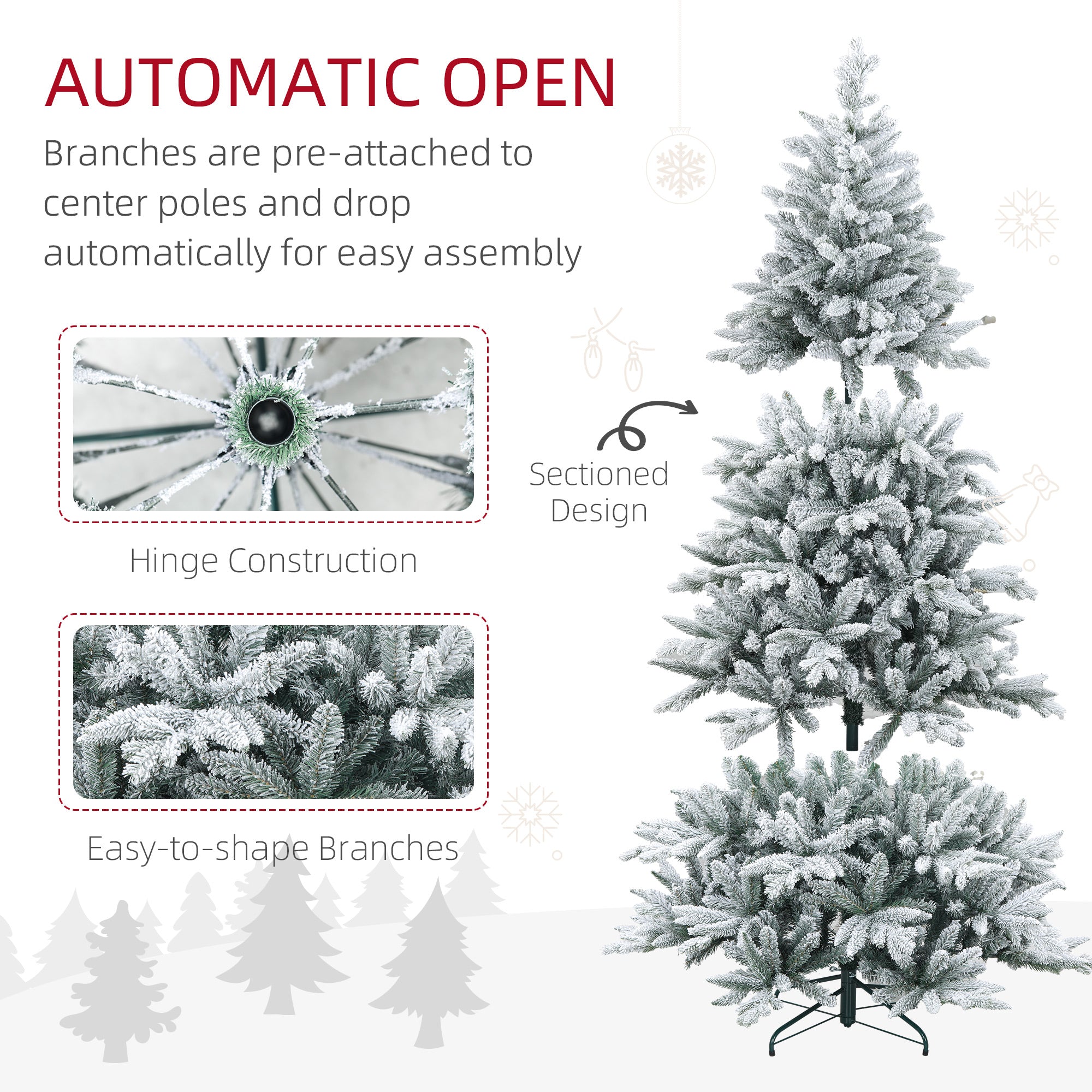 7ft Snow Flocked Artificial Christmas Tree