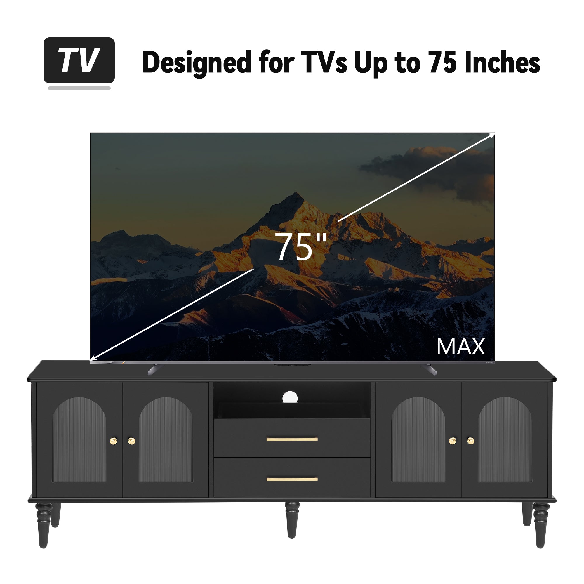Vibe Haus 68.9'' Retro TV Stand for TVs up to 75 Inches