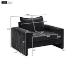 Chenille Upholstered Armchair with Wide Armrests