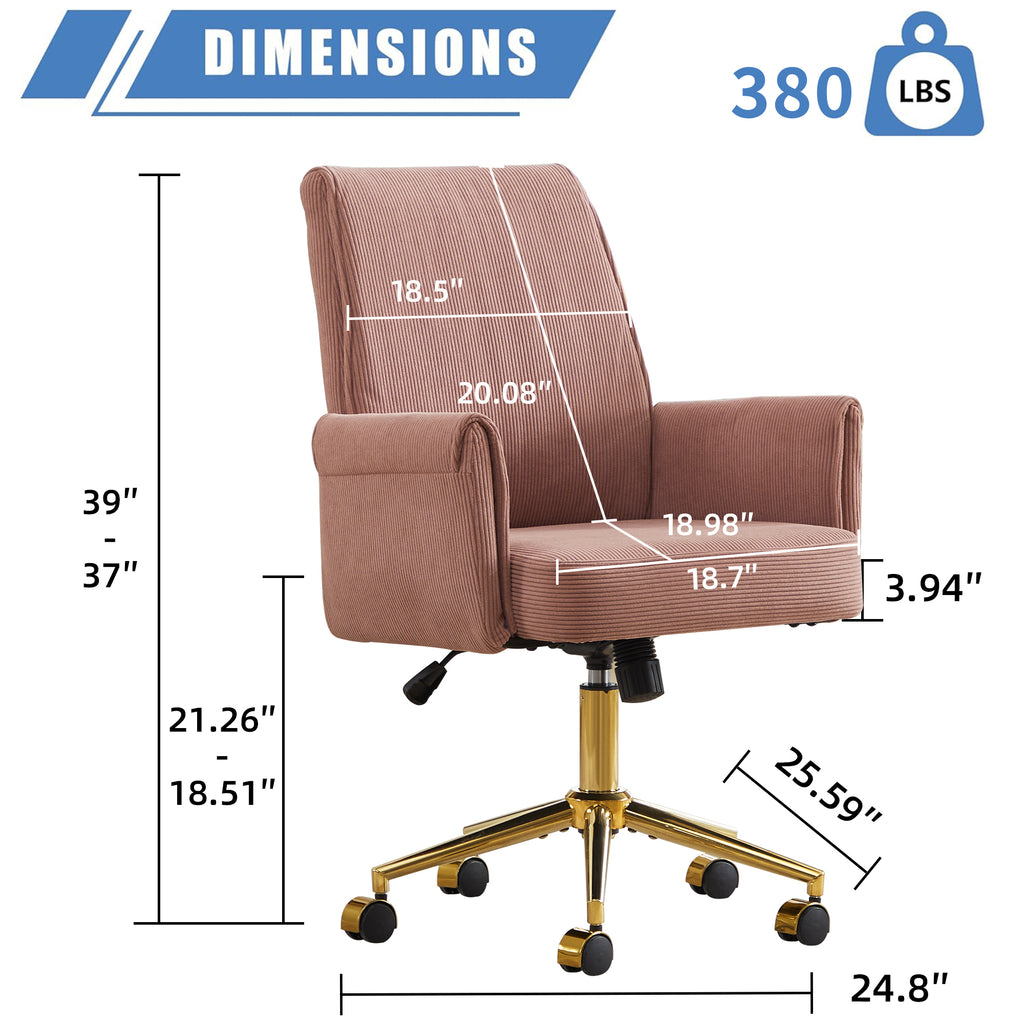 Mid-Back Liftable Office Chair - Pink