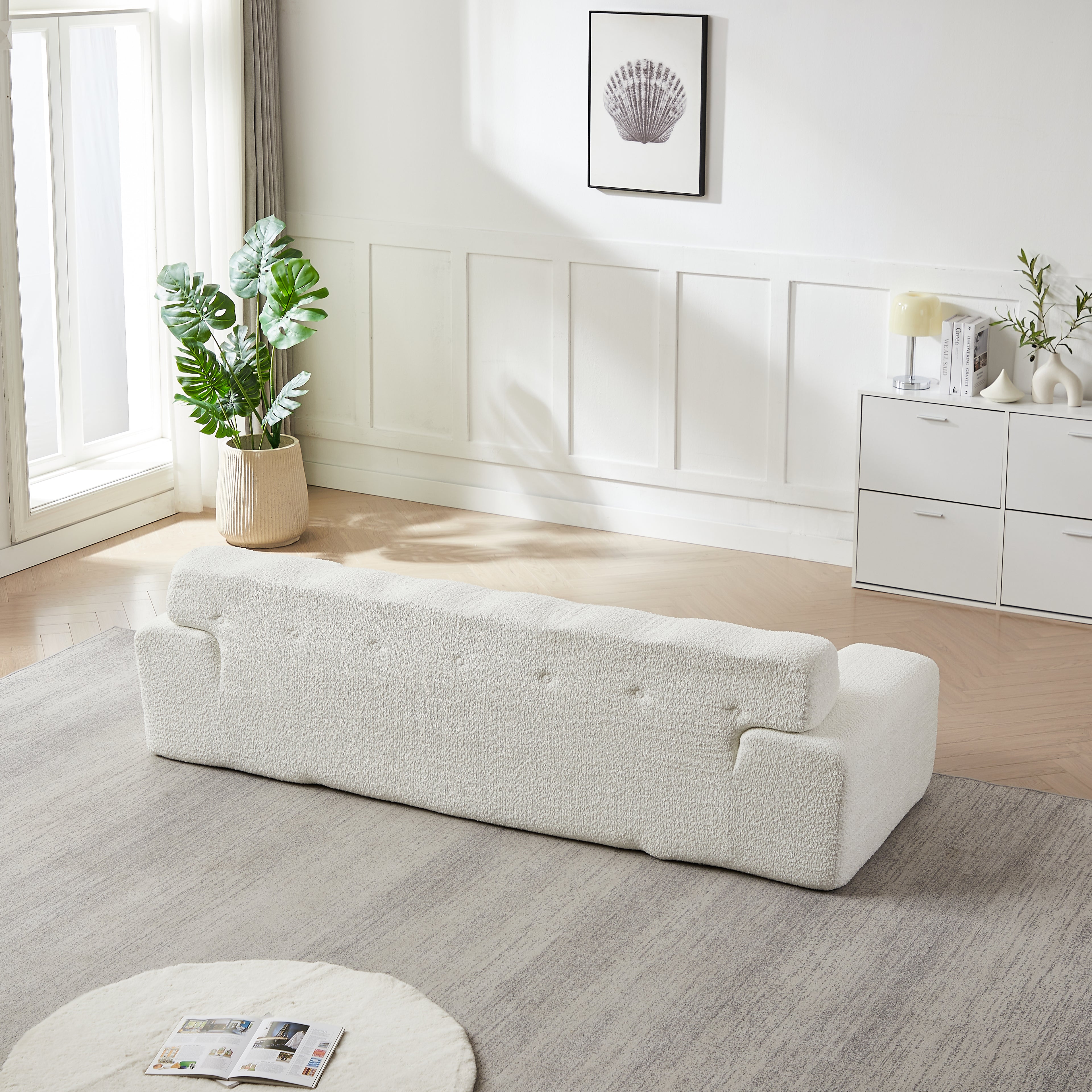 87.4-Inch Cloud Series Minimalist Button-Tufted Three-Seater Sofa