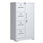 Metal Storage Vertical Filing Cabinet with Lock - White