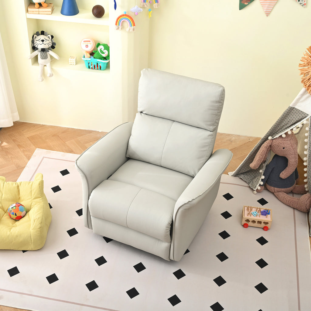 Manual Rocker Recliner Chair for Adults - PU Light Gray