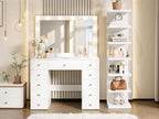 Makeup Vanity Desk with 11 Hollywood Bulbs and 7-Tier Storage Shelves