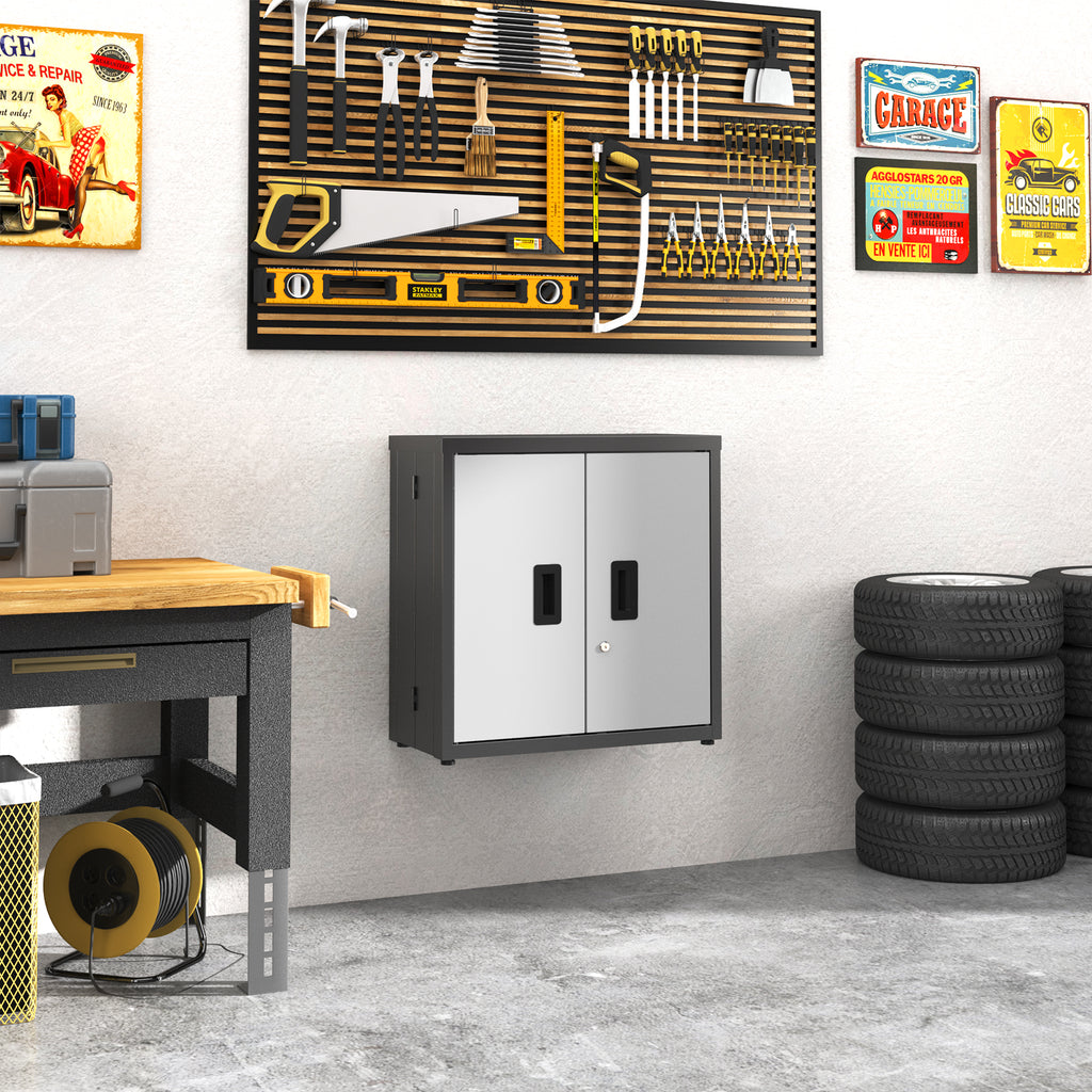 Metal Tool Garage Storage Cabinet with 2 Doors and Lock