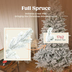 HOMCOM 7.5 ft Frosted Christmas Tree with Realistic Branches