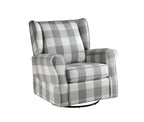 Patli Gray & White Fabric Glider Chair with Swivel
