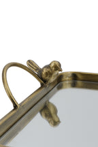 16.3x9.8x3.7" Metal Bird-Accented Mirrored Tray