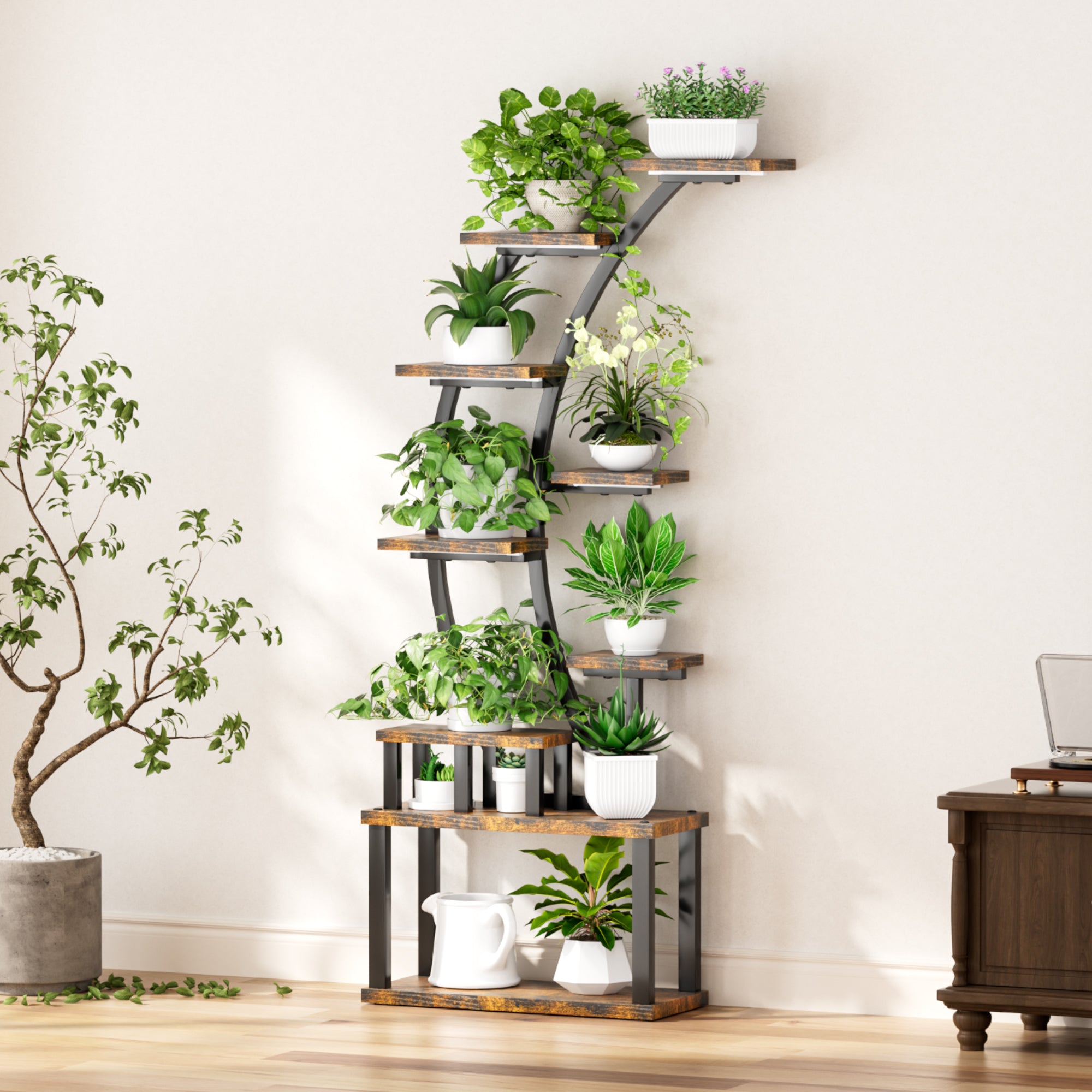 9-Tier Indoor Plant Stand with Grow Lights