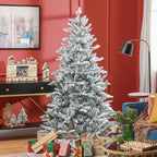 HOMCOM 6ft Snow Flocked Artificial Christmas Tree