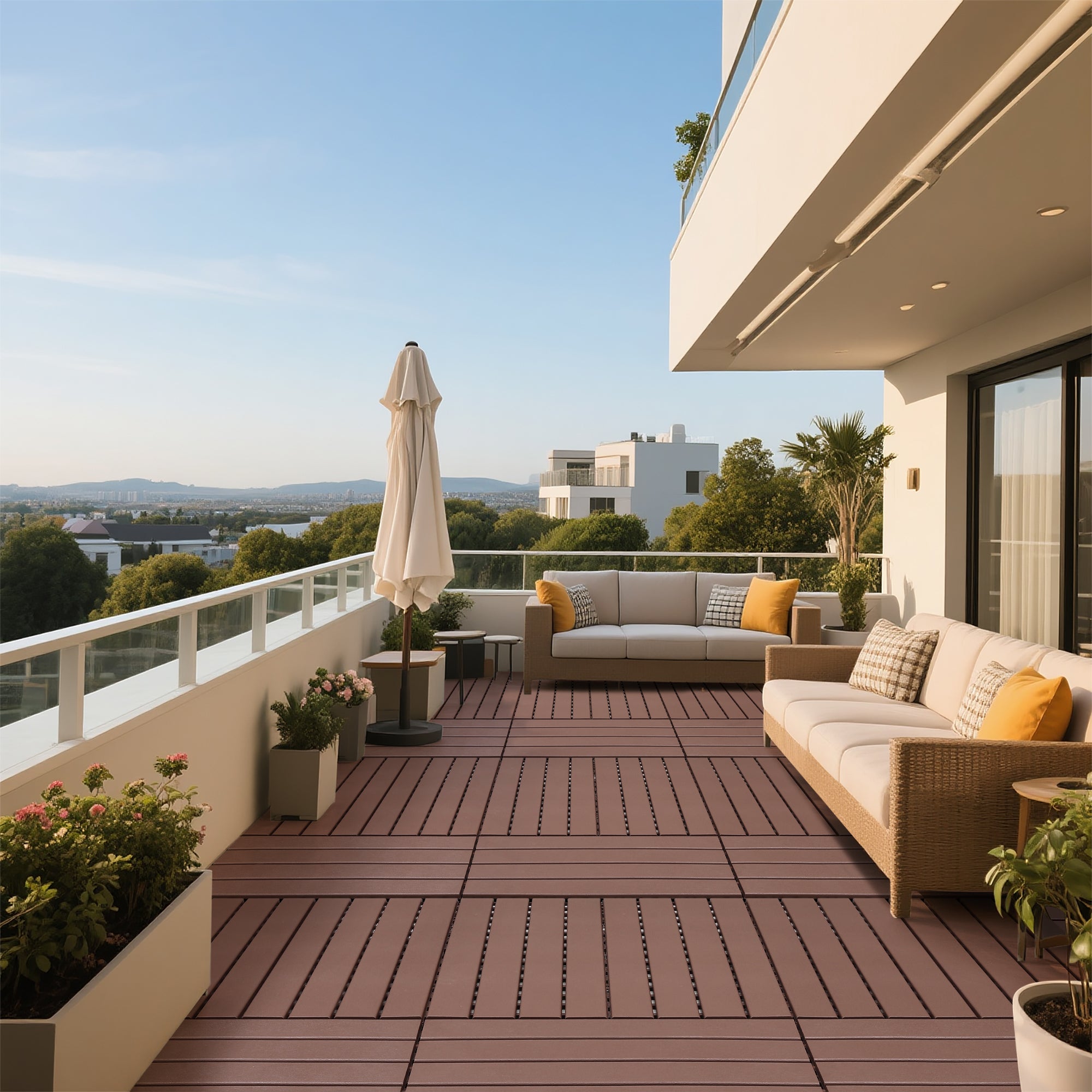 24 Pieces of Outdoor Terrace Deck Tiles