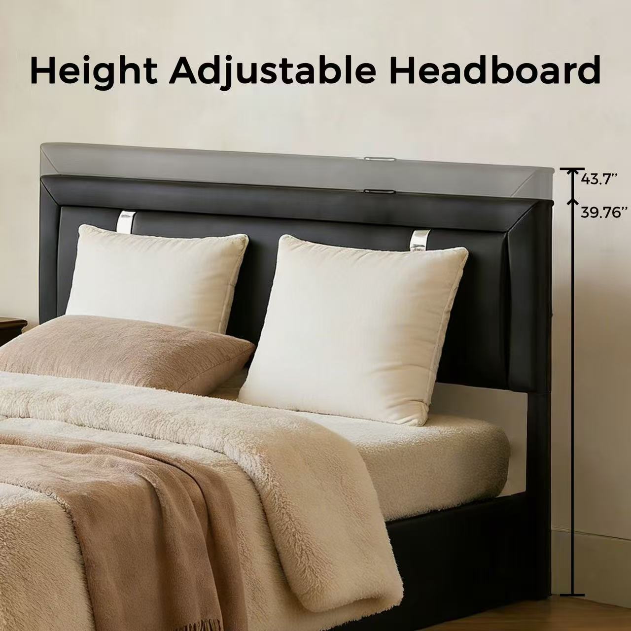 Full Size Lift Up Storage Bed Frame with LED Headboard