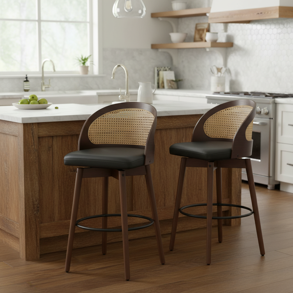 Como Indoor Wood Barstool, Dark