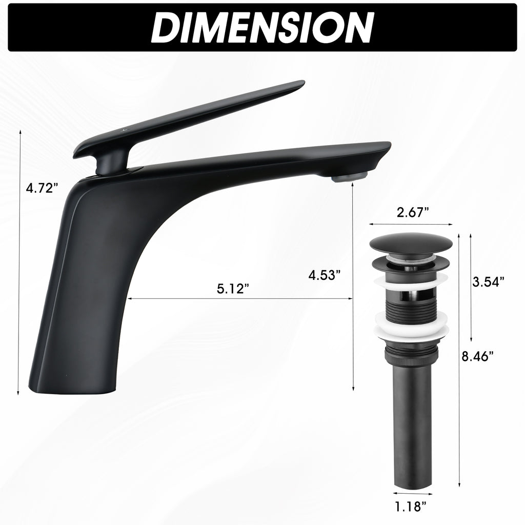 Single Hole Bathroom Sink Faucet with Pop Up Drain