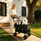 Leavader Foldable Pet Stroller with Safety Features