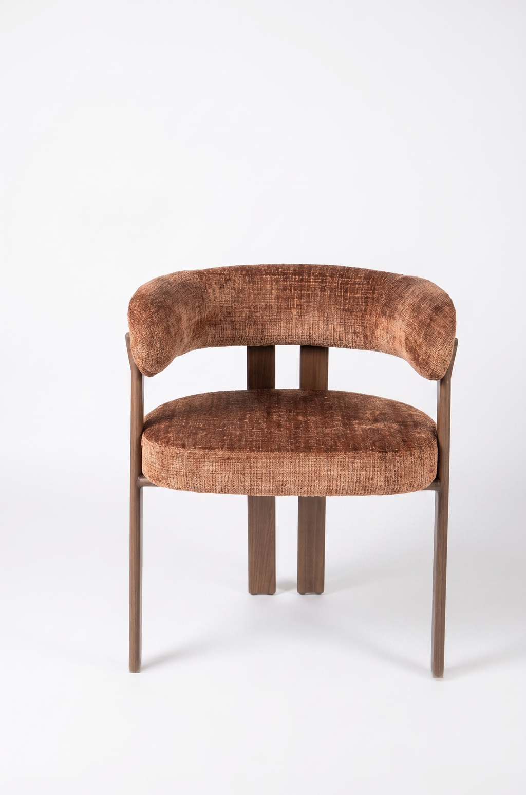 2-Piece Modern Bouclé Dining Chair Set, Curved Barrel Back Accent Side Chairs with Heavy-Duty Wood-Grain Metal Legs