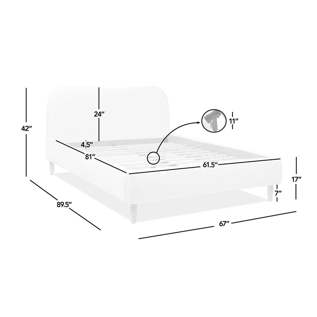 Roman Curved Headboard Upholstered Platform Bed, Queen, Olive