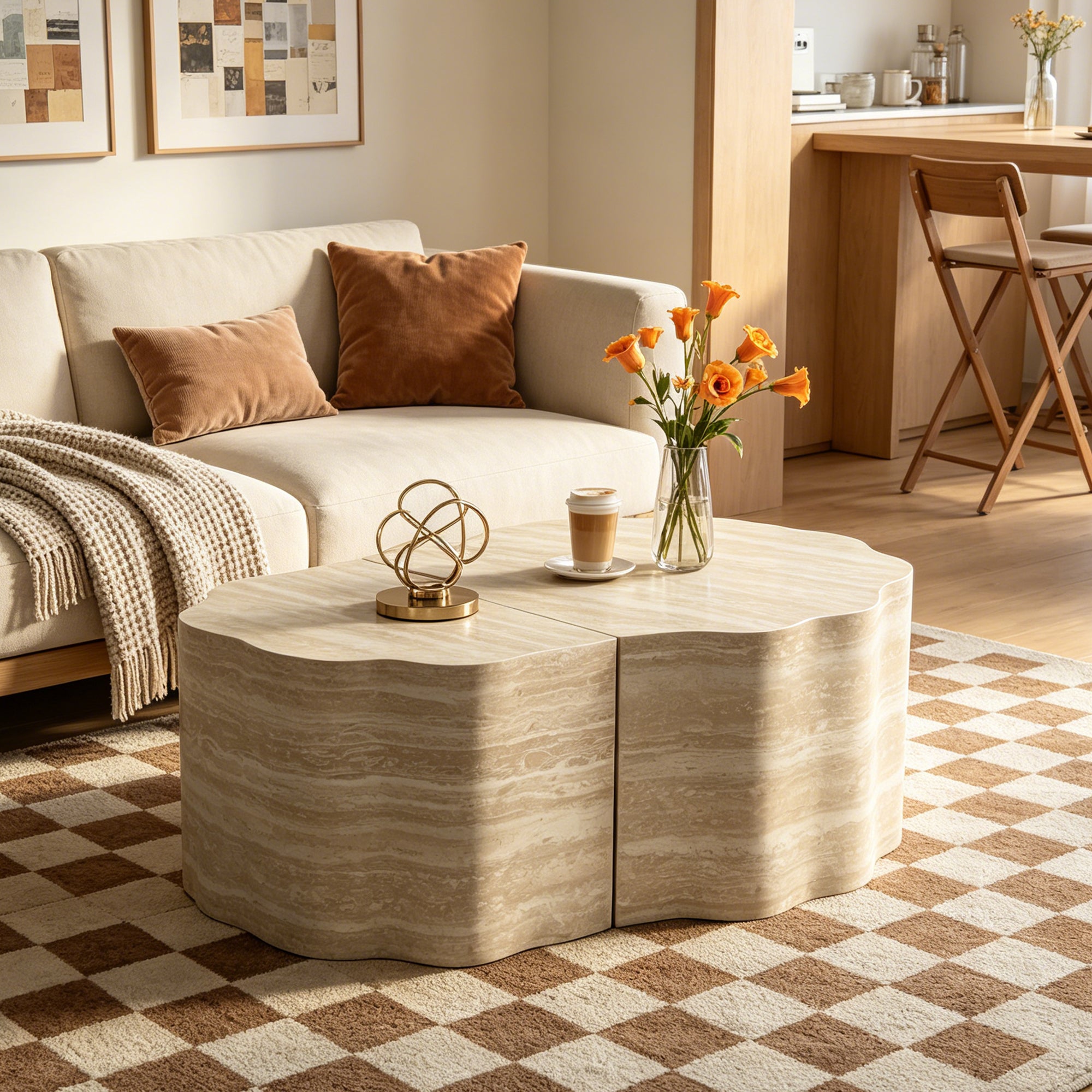Round Coffee Tables Side Table Set of 2