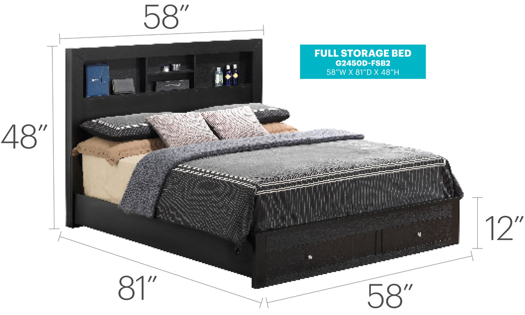 Versatile Full Storage Bed In Sleek