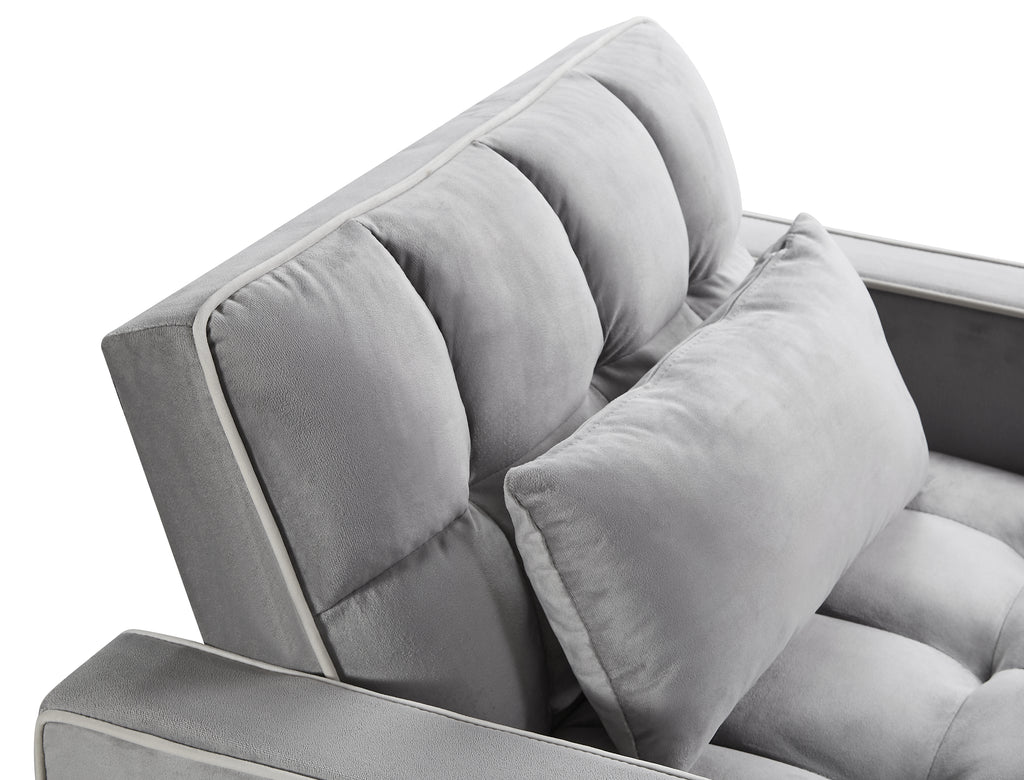 Convertible Sleeper Chair Sofa Bed, Grey Velvet, 42-Inch, 3-in-1