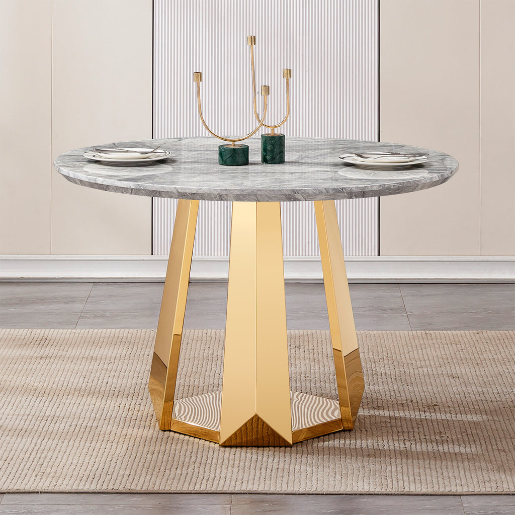 47" Round Marble Dining Table