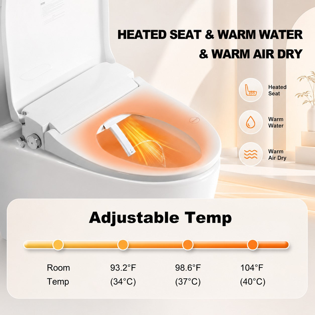Smart Bidet Toilet Seat with Adjustable Heated Features
