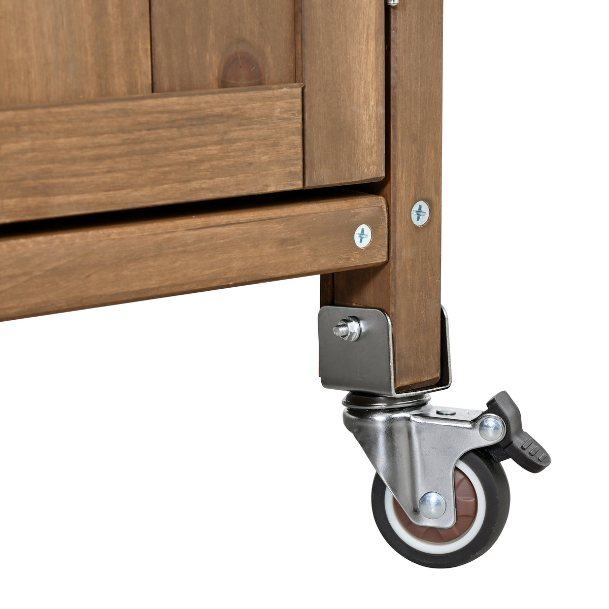 54.33" Farmhouse Rolling Outdoor Kitchen Cart, Solid Wood Frame with Stainless Steel Top, Spice Rack, Towel Rack, Lockable Wheels & Multi-Functional Storage for Patio, Backyard BBQ & Kitchen