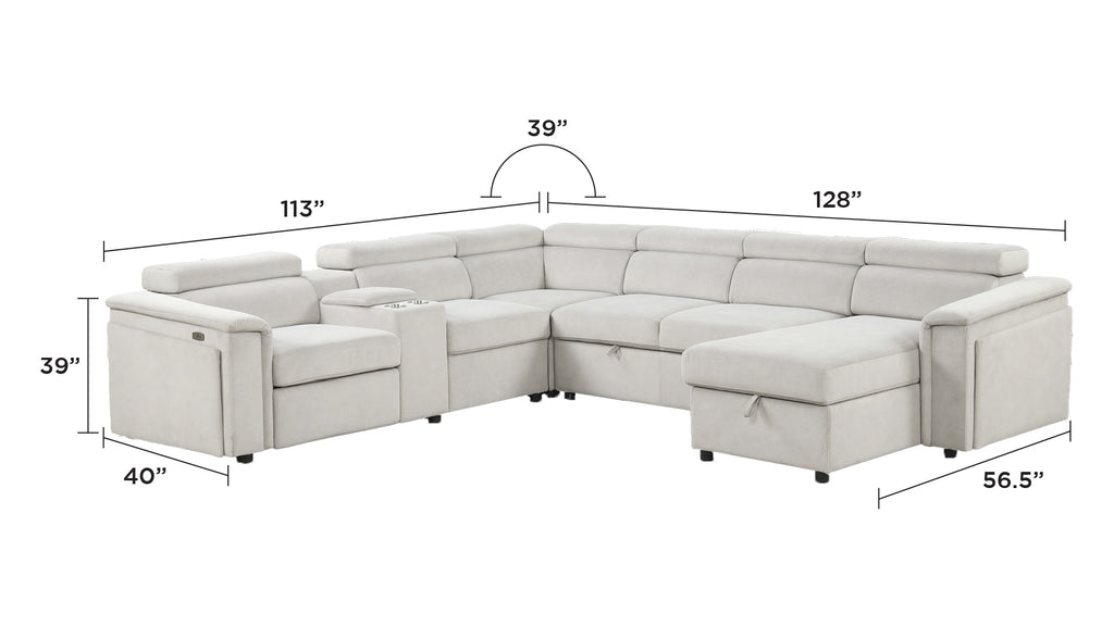 Harvey Modern Style Power Recliner Sleeper Sectional Sofa