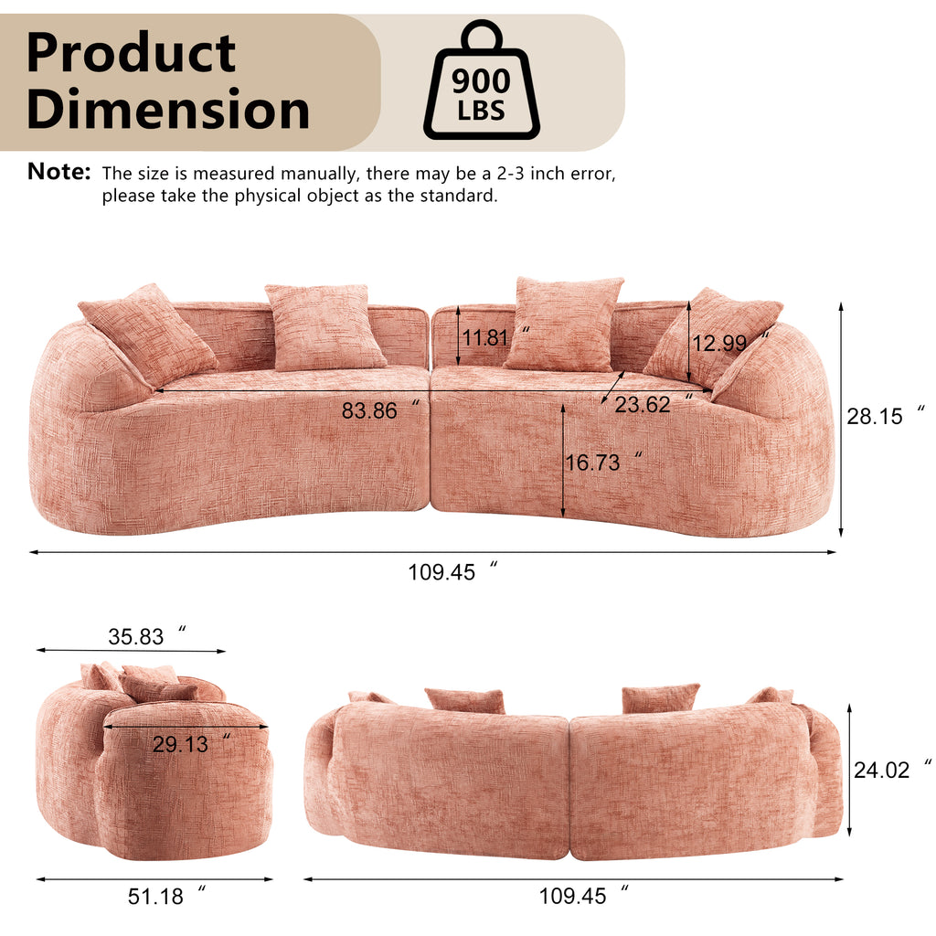 Pink Curved Compressed Sofa