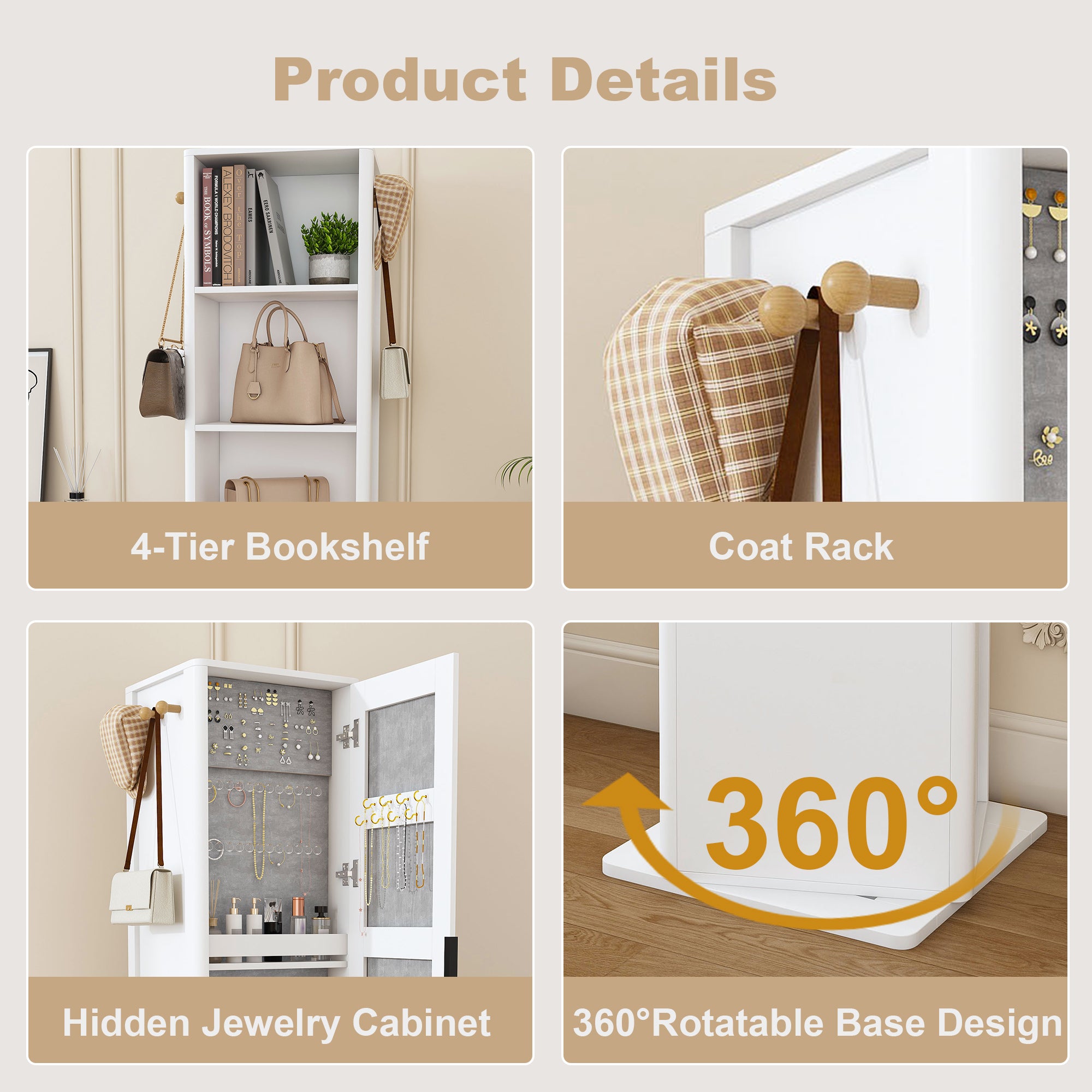 360° Rotating Makeup & Jewelry Cabinet